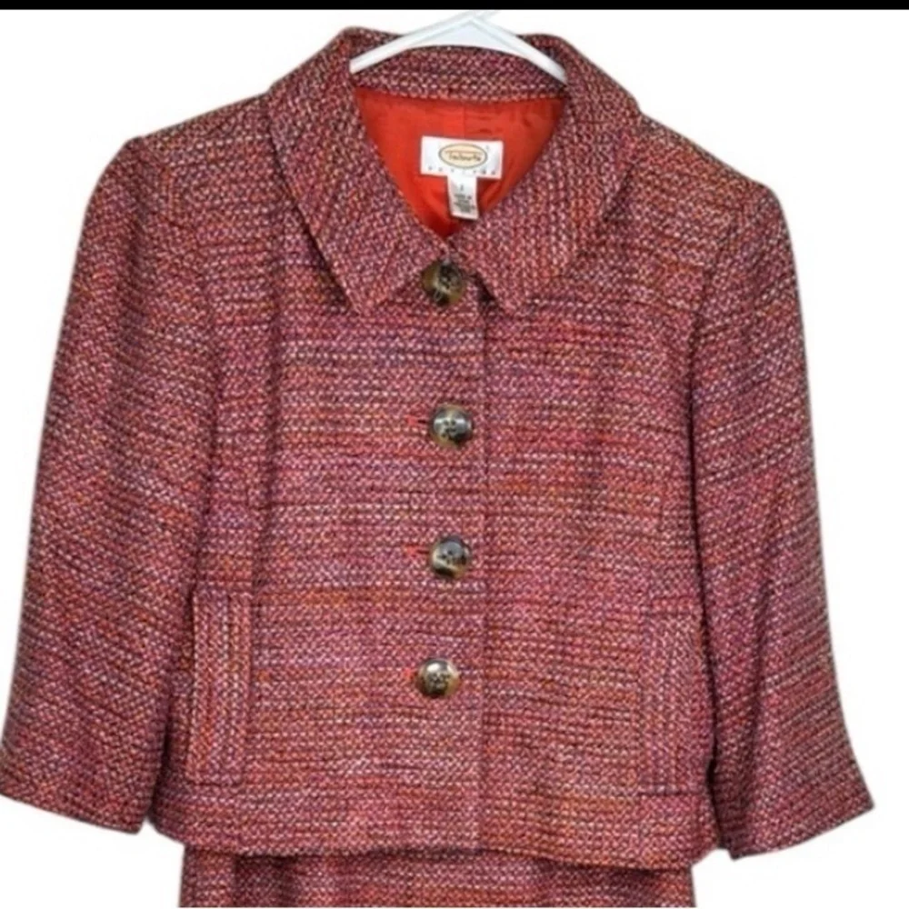 Vintage Talbots two-piece silk blend tweed sheath dress and jacket size 2 petite